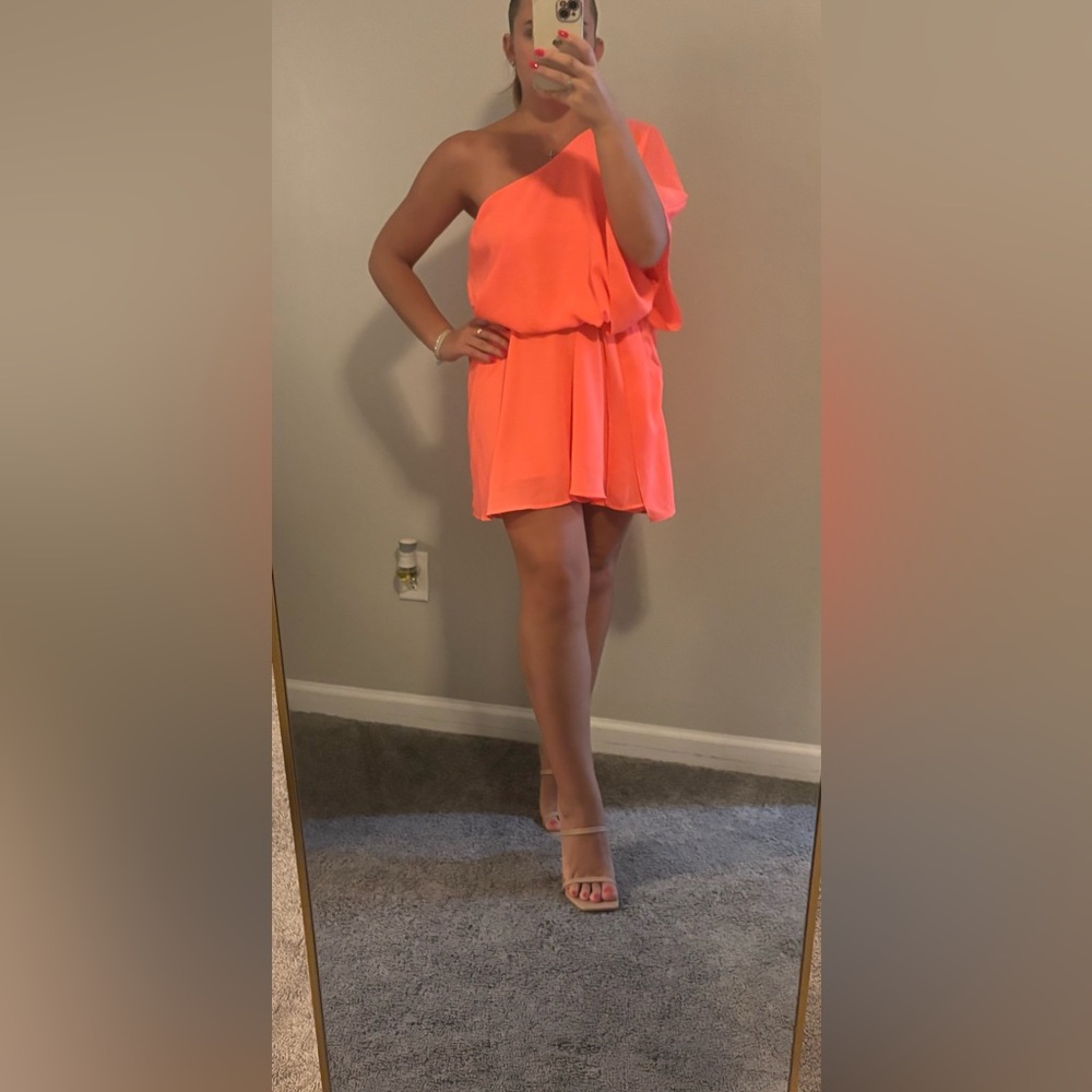 Show Me Your MuMu One-Shoulder Bright Orange Dress